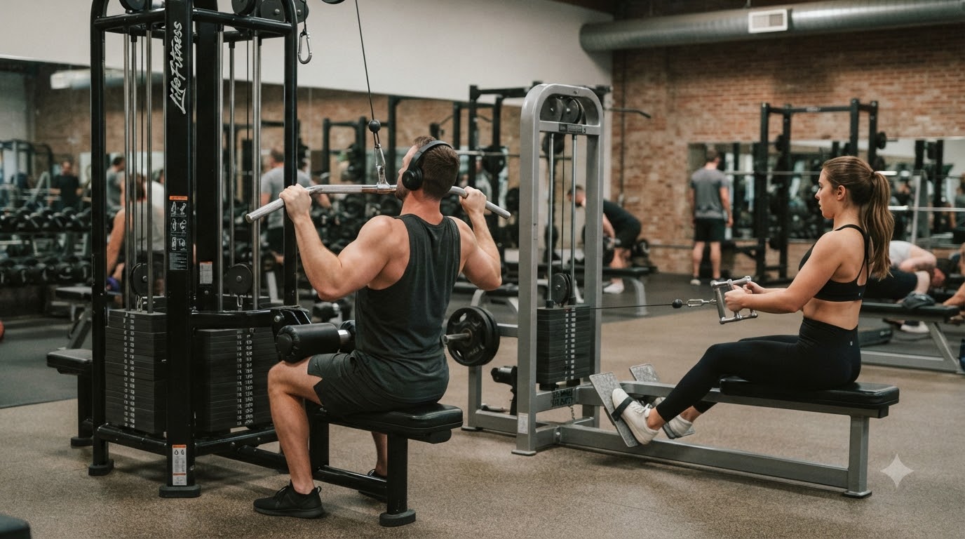 Chốt thang và chốt kéo: so sánh cơ cấu chỉnh góc ghế tập tạ Chốt thang và chốt kéo trên ghế tập tạ, minh họa cơ cấu thanh đỡ vào rãnh và chốt lò xo gài vào lỗ