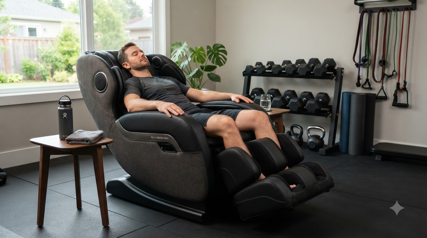 Sơ đồ khoảng trống quanh ghế massage khi ngồi và ngả