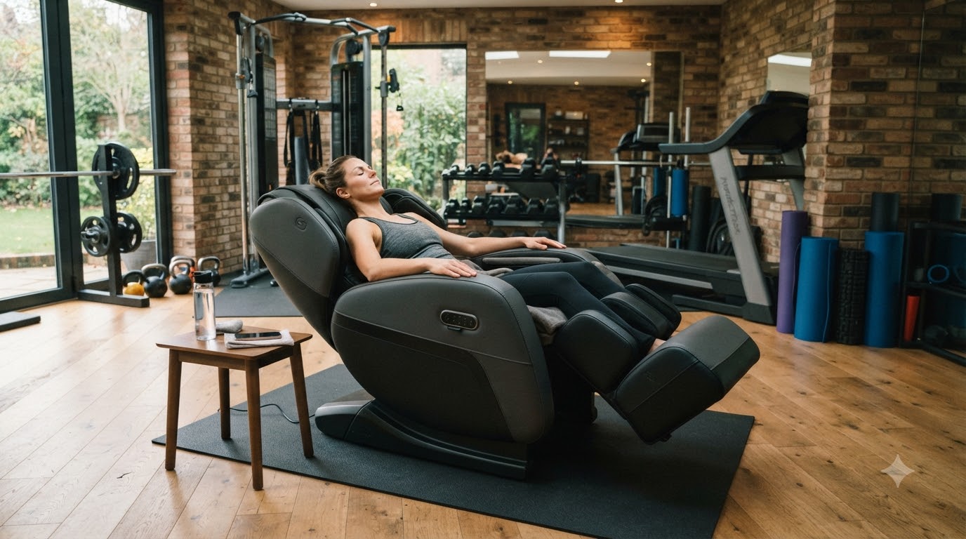 Ghế massage cao cấp trong không gian phòng tập tại nhà