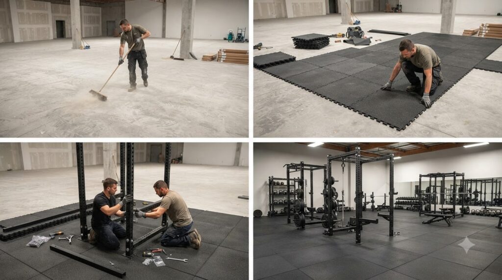 Hướng dẫn bảo dưỡng hệ thống sàn và giá để phòng gym và thảm cao su ghép miếng bền lâu