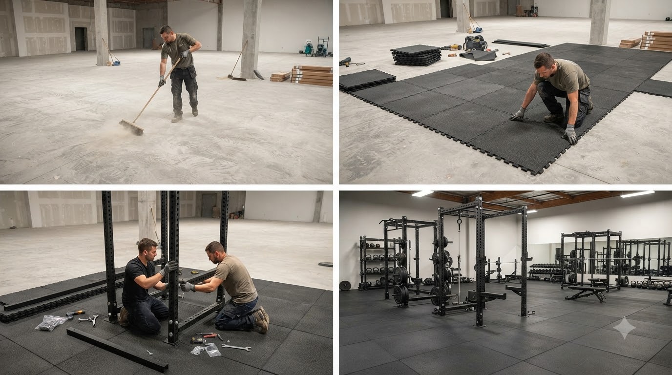 Hướng dẫn bảo dưỡng hệ thống sàn và giá để phòng gym và thảm cao su ghép miếng bền lâu