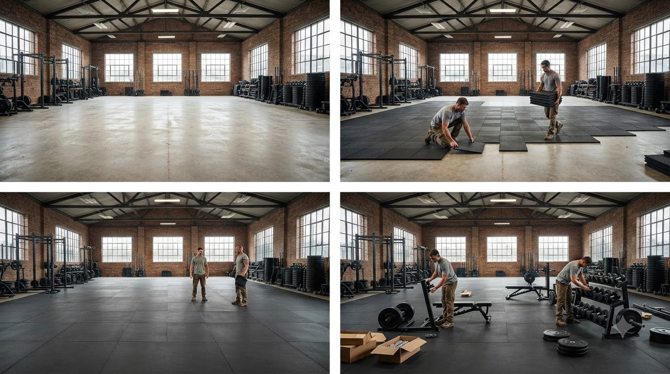 So sánh ưu nhược điểm của hệ thống sàn và giá để phòng gym và thảm cao su ghép miếng